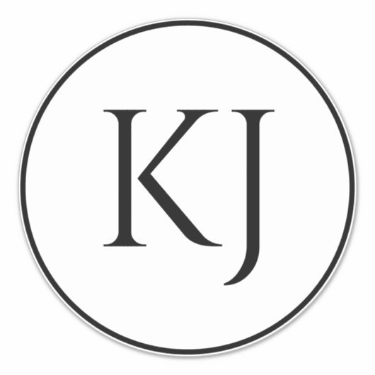 モノグラム カップル 名前 ブラック ホワイトイニシャルレター シール (正面)