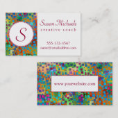 モノグラム、カラフルは正方形とのデジタル芸術を抽出します 名刺 (正面/裏面)