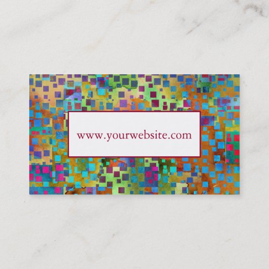 モノグラム、カラフルは正方形とのデジタル芸術を抽出します 名刺 (裏面)