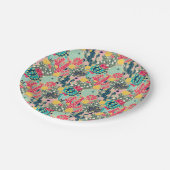 モノグラム | カラフル水玉模様カクタスパターン ペーパープレート (アングル)