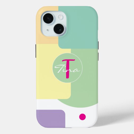 モノグラム カラフル カラー ブロック 緑 ピンク Case-Mate iPhoneケース (裏面)
