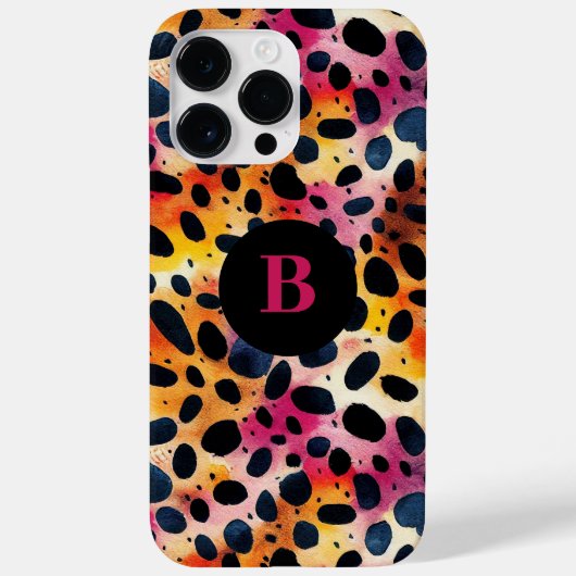 モノグラム カラフル モダン ヒョウ柄プリント Case-Mate iPhoneケース (裏面)