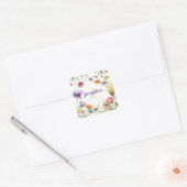 モノグラム カラフル ワイルド フラワー イラスト スクエアシール (封筒)