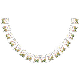 モノグラム カラフル ワイルド フラワー イラスト バンティングフラッグ