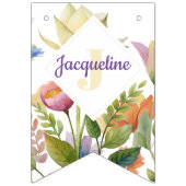 モノグラム カラフル ワイルド フラワー イラスト バンティングフラッグ (第3の旗)