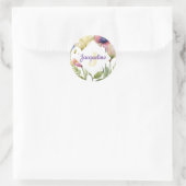 モノグラム カラフル ワイルド フラワー イラスト ラウンドシール (バッグ)