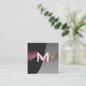 モノグラム |カラーブロックブ芸術的ラシ スクエア名刺 (スタンド正面)