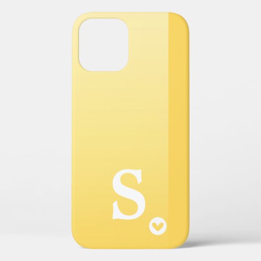 モノグラム ガーリー イエロー ハート シンプル モダン シック Case-Mate iPhoneケース (裏面)