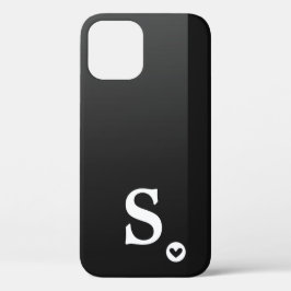 モノグラム ガーリー ブラック ハート シンプル モダン シックケース iPhone 12ケース