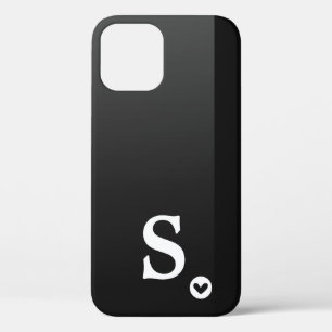 モノグラム ガーリー ブラック ハート シンプル モダン シックケース iPhone 12ケース