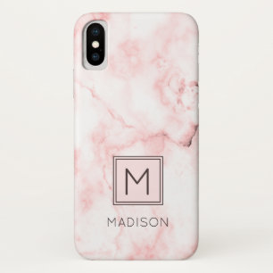 モノグラム ガーリー ブラッシュピンク マーブル iPhone X ケース