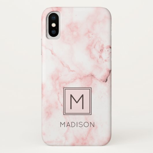 モノグラム ガーリー ブラッシュピンク マーブル Case-Mate iPhoneケース (裏面)