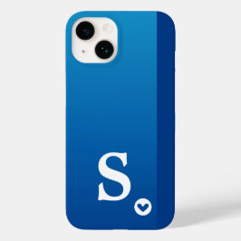 モノグラム ガーリー ブルー ハート シンプル モダン シック Case-Mate iPhone 14ケース
