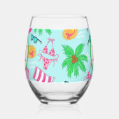 モノグラム ガールズ ウィークエンド お土産 ビキニ パーム ツリー ステムなしワイングラス (左)