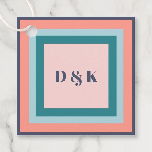 モノグラム ギフトタグ、ビーチカラーのイニシャル フェイバータグ (正面)