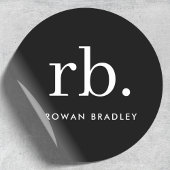 モノグラム クラシック エレガント ミニマル ブラック＆ホワイト ラウンドシール