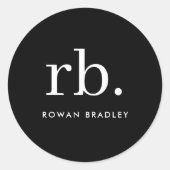 モノグラム クラシック エレガント ミニマル ブラック＆ホワイト ラウンドシール (正面)