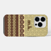 モノグラム クラシック ゴールド フラワー柄 iPhoneケース (裏面横)