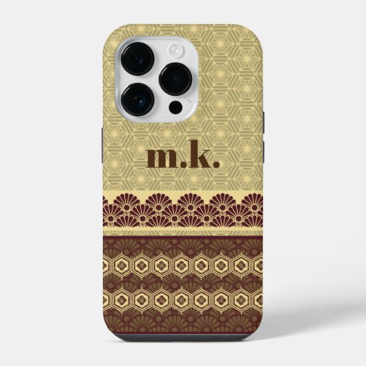 モノグラム クラシック ゴールド フラワー柄 iPhoneケース (裏面)