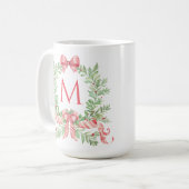 モノグラム クリスマスリース コーヒーマグカップ (正面左)