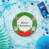 モノグラム クリスマスリース ペーパープレート 7" (パーティー)
