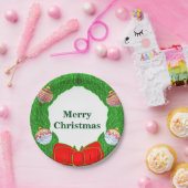 モノグラム クリスマスリース ペーパープレート 7" (パーティー)