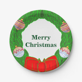 モノグラム クリスマスリース ペーパープレート 7"