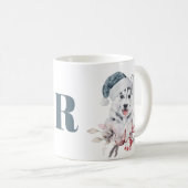 モノグラム クリスマス ハスキー 犬 コーヒーマグカップ (正面右)