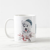 モノグラム クリスマス ハスキー 犬 コーヒーマグカップ (左)