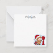 モノグラム クリスマス ホリデー かわいい牛 オーダーメイド ノートカード (正面)