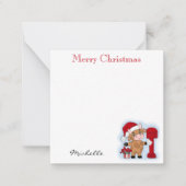 モノグラム クリスマス ホリデー かわいい牛 カスタマイズ ノートカード (正面)