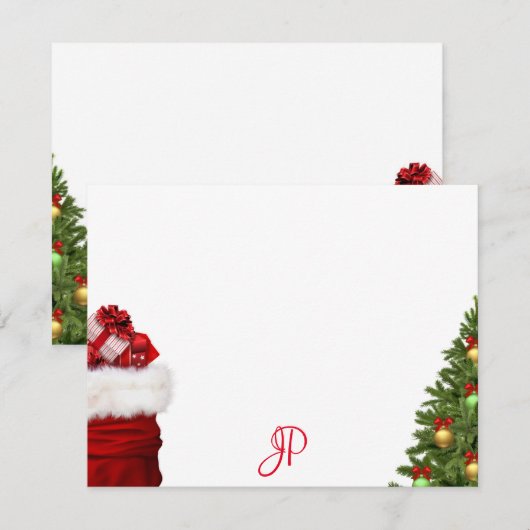 モノグラム クリスマス 手書き スクリプト テンプレート (正面/裏面)