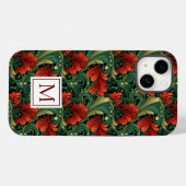 モノグラム クリスマス 緑 赤 アール・ヌーヴォー Case-Mate iPhoneケース (裏面 (横))