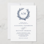 モノグラム クレスト コーラル ビーチ ウェディング 招待状 (正面)