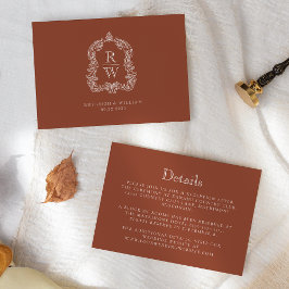 モノグラム クレスト テラコッタ ウェディング ディテール エンクロージャーカード
