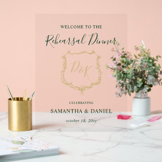 モノグラム クレスト リハーサル ディナー ウェルカム サイン (ウェディング)