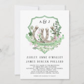 モノグラム |クローバーホースシューズ結婚植物学 招待状 (正面)