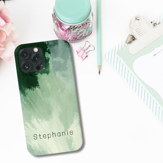 モノグラム グリーンのグラデーション 水彩抽象画 Case-Mate iPhoneケース
