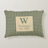 モノグラム グリーン タン ベージュ バッファロー プライド カントリー アクセントクッション (正面)