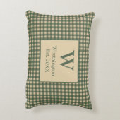 モノグラム グリーン タン ベージュ バッファロー プライド カントリー アクセントクッション (裏面(縦))