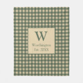 モノグラム グリーン タン ベージュ バッファロー プライド カントリー フリースブランケット (正面)