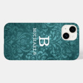 モノグラム グリーン ダマスク 花柄 名前入り Case-Mate iPhoneケース (裏面 (横))