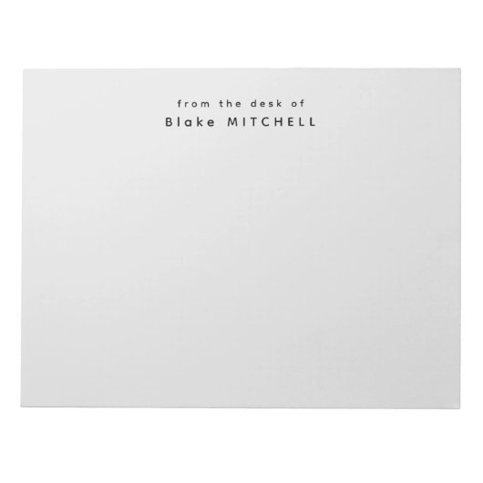 モノグラム グレー ステーショナリー 現代の机から ノートパッド (正面)