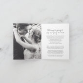 モノグラム グレー ホワイト リーフ 結婚式 ライブ ストリーミング フォト 案内状 (内部)