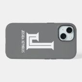 モノグラム グレー iPhone 15ケース (裏面横)