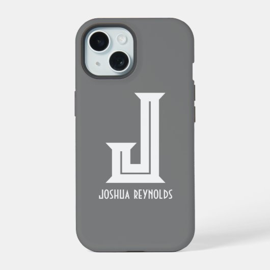 モノグラム グレー iPhone 15ケース (裏面)