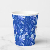 モノグラム、コバルトブルー熱帯離れパターン8oz 紙コップ (右)