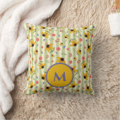 モノグラム コーンフラワー 蝶 フラワー柄 クッション (ブランケット)