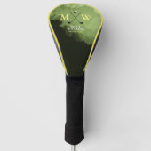 モノグラム(ゴルファーの名前とイニシャル)黄色の緑 ゴルフヘッドカバー (正面)