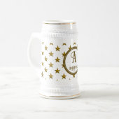 モノグラム ゴールドスター柄イニシャル記念品 ビールジョッキ (正面左)
